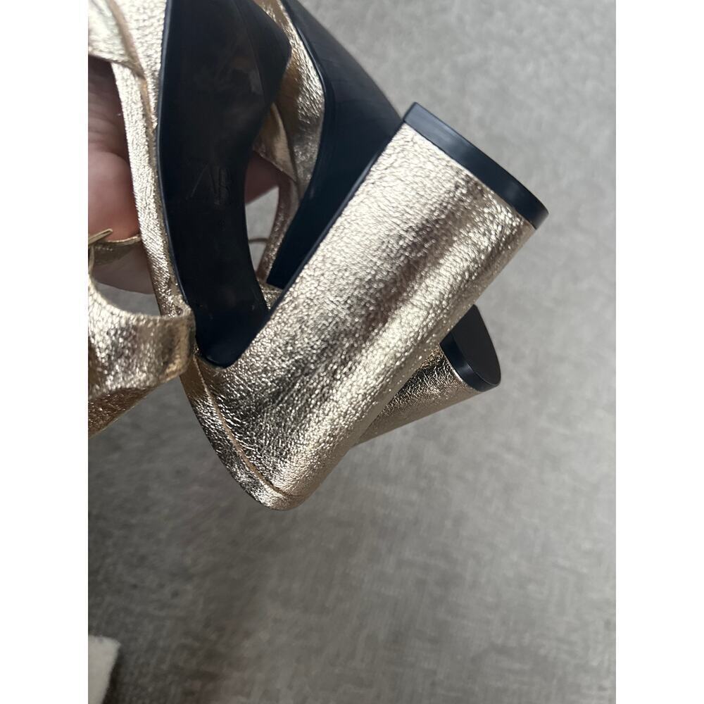 Zara‎ gold platform heeled sandal women’s size 40 9.5-10 - Picture 7 of 8